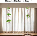 USLAI Macrame Plant Hanger Indoor Outdoor, Up to 4-15 inch Pot, Heavy 20lb Planters, Extra Long Strong Hanging Planter Basket Holder, Boho Home Decor, 49+72 Inch, Pink (POTS NOT Included) by GreenHaven Gardens