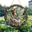 Flower Fairy Garden Decorations Angel Wing Christmas Halloween Deco Statue Art Elf Sculpture Hanging Craft for Outdoor Yard Courtyard Lawn Patio Window Acrylic Ornament Home Gift (A,L: 8*8 IN) by CozyNest Decor