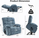 Lay Flat Recliner with Vibration Massage and Lumbar Heating, 26'' Wide Chair with Infinite Position and 2 Remote Controls, Soft Chenille Lift for Living Room, Grayish Blue by CozyNest Decor