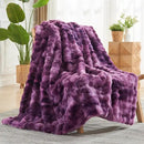 NEWCOSPLAY Faux Fur Throw Blanket Tie-dye Violet Purple Luxury Fluffy Thick Warm Bubble Blanket for Couch Sofa Bed 700GSM (Tie-dye Violet Purple, Throw(50"x60")) by CozyNest Decor