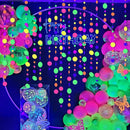 108ft UV Round Dot Neon Paper Streamers - Glow in The Dark Party Favors & Decorations for Wedding & Birthday Parties by TinyTreasures Baby Boutique