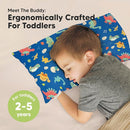 Toddler Pillow with Pillowcase - 10x18 My Little Dreamy Kids Travel Bed Pillows for Sleeping, Organic Cotton Small Pillowcase, Soft & Breathable, Machine Washable, Toddlers 2-5 Years Old (DinoWorld) by TinyTreasures Baby Boutique