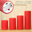 LUSHABOR Flameless Candles, 4 Pack Battery Operated Candles with Remote, Real Wax LED Fake Candles with Timer Flickering for Christmas Wedding Home Party D3 H 5" 6" 7" 9" Red by CozyNest Decor