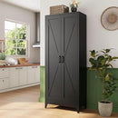 Letaya Storage Cabinet,75" H Metal Kitchen Pantry Cabinets with Doors and Adjustable Shelves,Pantry Organizers for for Cupboard/Dining/Bathroom/Office/Garage Room,Black by CozyNest Decor