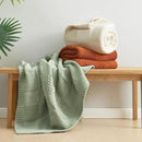 Amélie Home Chenille Knit Throw Blanket for Couch, Checkered Texture Decorative Soft Blanket for Sofa, Bed & Living Room, 50"x60", Ivory by CozyNest Decor