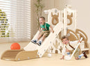 XJD 7 in 1 Toddler Slide, Kids Indoor Slide for Toddlers 1-3, New Upgrade with Golf, Basketball Hoop for Indoor Outdoor Playset,Toddler Playground (White Brown) by TinyTreasures Baby Boutique