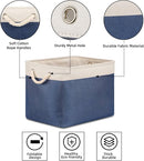 Bidtakay Fabric Storage Baskets with Handles for Organizing 16" x 11.8" x 11.8" Navy Blue Baskets [2-Pack] Shelf Baskets Large Canvas Collapsible Bins for Closet (White&Blue) by TinyTreasures Baby Boutique