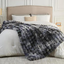 NEWCOSPLAY Faux Fur Twin Blanket Tie-dye Grey Luxury Fluffy Thick Warm Bubble Blanket for Couch Sofa Bed 700GSM (Tie-dye Grey, Twin(60"x80")) by CozyNest Decor