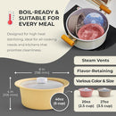 40oz Platinum Silicone Microwave Steamer Pot with Handle & Lid - Korea 100% Food-Grade Steamer Bowl, Heat-Resistant Cooker with Steam Holes, Easy Clean, Dishwasher Safe, Yellow by TinyTreasures Baby Boutique