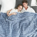 Cozy Bliss Faux Fur Throw Blanket for Couch, Cozy Warm Plush Striped Blanket for Sofa Bedroom Living Room,60 * 80 Inches Light Blue by CozyNest Decor