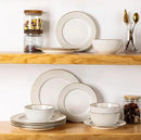 GBHOME Ceramic Dinnerware Sets,12 pcs Embossed Elegant Stoneware Plates and Bowls Sets, Housewarming Wedding Gift | Dishwasher & Microwave Safe | Dishes Set Service for 4 by CozyNest Decor
