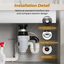 1/2 HP Garbage Disposals, TECASA Continuous Feed, Stainless Steel Food Waste Grinding System for Kitchen Sink Food Waste, Power Cord Included, UL Certified - HyperCrush 50 by CozyNest Decor
