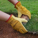 OZERO Leather Work Gloves Flex Grip Tough Cowhide Gardening Glove for Wood Cutting/Construction/Truck Driving/Garden/Yard Working for Men and Women 1 Pair (Gold,Medium) by GreenHaven Gardens