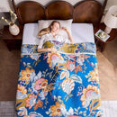 Boho Throw Blanket, Blue Lightweight Blankets for Summer, 100% Cotton Bohemian Decorative Throw Blanket, 80"x90" Reversible Muslin Breathable Woven Farmhouse Blankets Quilt, by CozyNest Decor