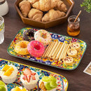 vancasso Serving Platters Set of 3, 16"/14"/12" Inch Rectangular Trays - Serving Platter Extra Large, Bohemian Ceramic Serving Dish for Entertaining Food, Microwave & Dishwasher Safe, Vintage by CozyNest Decor