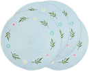 Whaline 4Pcs Round Daisy Placemats Spring Flower Embroidered Place Mats Greenery Floral Dinner Table Mats for Home Holiday Wedding Bridal Baby Shower Birthday Party Decor by CozyNest Decor
