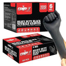 Heavy Duty 6 Mil Black Nitrile Gloves - Disposable, Latex & Powder Free | Mechanic, Food Prep & Tattoo | Rubber Gloves for Cooking, Cleaning & Household |Bulk Case of (1000) by GreenHaven Gardens