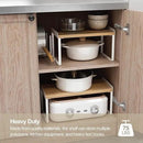 Mitus Shelf Organizer and Storage, Stackable Tiered Wood Cabinet Rack for Countertops, Desktops, Cabinets (Set of 2) 16" Wide Natural Oak and White by CozyNest Decor