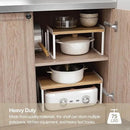 Mitus Shelf Organizer and Storage, Tiered Wood Cabinet Rack for The Kitchen Counter, Bathroom Counter, Pantry Cupboard, Office Desk Bookshelf, 12" Wide Walnut Brown and Black by CozyNest Decor