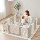 Fortella Cloud Castle Foldable Playpen, Baby Safety Play Yard with Whiteboard and Activity Wall, Indoors or Outdoors (Gray, 14 Panel) by TinyTreasures Baby Boutique
