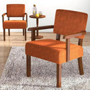 Accent Chair Set of 2 with Table, Living Room Chairs with Soft Seat and Armrests for Living Room Bedroom Reading Room Waiting Room (Orange), Linen, AC01 by CozyNest Decor