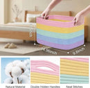 Shelf Baskets for Organizing, Woven Storage Basket for Shelves，Cotton Rope Storage Bins for Toys Books, Nursery Towel Baskets for Classroom, 14.96"X9.8"X8.85", 3-Pack Pastel Rainbow by CozyNest Decor