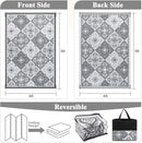 Pauwer Reversible Outdoor Rug, 6'x9', Waterproof, Polypropylene, Clover Grey, Area Rug for Patio, RV, Camping, Picnic, Backyard, Deck, Balcony, Porch by GreenHaven Gardens