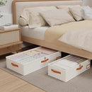 Yawinhe Under Bed Storage Containers, 2 Pack, Bin with Lids, Collapsible Closet Organizers, with Sorting Card Slot and 4 Leather Handles, for Blanket, Bedding, 31.5''Lx15.7''Wx6''H, Beige by CozyNest Decor