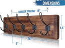 HBCY Creations Dark Wash Brown Rustic Coat Rack Wall Mount with 5 Hooks, Solid Pine Wood 24 inch Wall Hooks for Entryway, Mudroom, Hallway, Bathroom - Vintage Farmhouse Style Wall Mounted Towel Rack by CozyNest Decor