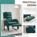 Rocking Chair Nursery, Modern Glider Chair with Adjustable Footrest and Solid Wood Legs, High Backrest Nursery Chair with Side Pocket, Rocker Armchair for Living Room Bedroom, Teddy Green by TinyTreasures Baby Boutique