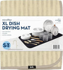S&T INC. Dish Drying Mat XL, 18” x 24”, Absorbent Microfiber Kitchen Counter Mat, Dish Drying Pad for Dishes, Utensils, Pots and Pans, Extra Large, Cream Distressed Lines by CozyNest Decor