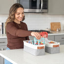 OrganiHaus Narrow Storage Bins 15x06in, Small Closet Bins for Shelves, Bathroom Storage Baskets for Shelves, Narrow Baskets, Fabric Organizer with Handles, Toilet Paper Organizer - 2 Pack, Gray by TinyTreasures Baby Boutique