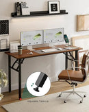 Frylr Small Folding Computer Desk – 55.1 Inch Portable Table for Craft and Study, Lightweight Desk for Small Spaces, Foldable Laptop Table Built-in AC/USB Outlets for Convenience, Dark Walnut by CozyNest Decor