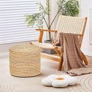 Wimarsbon 18'' Ottoman Pouf, Natural Braided Poof, Rustic Handweave Lounge Pouffe, Boho Footrest Stool for Bedroom, Accent Table or Seat for Living Room (Natural Water Hyacinth + White Cotton Rope) by CozyNest Decor