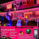 Christmas Icicle Lights Outdoor, 66ft 640 LED Icicle Lights for Outside with 8 Modes Timers, Waterproof Plug in Twinkle String Light for House Eave Patio Party Holiday Decorations, Purple Orange by GreenHaven Gardens