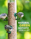 iBorn Metal Bird Feeders 6 Ports Hanging Wild Bird Seed Feeder for Mix Seed Blends, Niger Seed Feeder, Sunflower Heart, Birdbath, Heavy Duty All Metal Green Finishing 14 Inch 6Port, Pack of 2 by CozyNest Decor