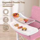 Baby Travel Booster Seat with Double Tray, BabyBond Upgraded Toddler Portable Baby Chair, Booster Seat for Dining Table, Stable and Foldable Booster Baby Chair for Indoor/Outdoor (Pink) by TinyTreasures Baby Boutique