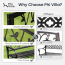 PHI VILLA Outdoor Garden Park Bench Patio 50" Metal Bench, Steel Frame Bench with Backrest and Armrests for Porch, Lawn, Balcony, Backyard and Indoor, Bronze by GreenHaven Gardens