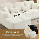 HYJT-H&K Modular Sectional Sofa Cloud Sectional Couch, 107" Comfy Fluffy L Shaped White Couches for Living Room, Deep Seat Memory Foam Plush Corduroy Boneless Couch Sectionals Left Facing Chaise Sofa by CozyNest Decor