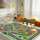 Kids Rug Play mat Playroom Rugs Car Rugs for Kids Toy Cars Race Track for Classroom Rug (Race-Green, 3.3x4.9ft)