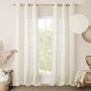 LAMIT 38 Inch Width Semi Sheer Linen Curtains 2 Panels, Cream Ivory Light Filtering Panels Bronze Grommet Boho Neutral Drapes for Living Room/Bedroom/Farmhouse, 38 x 84 Inch by CozyNest Decor