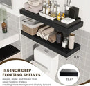 Deep Floating Shelves for Wall, 12'' Deep Large Floating Shelves Set of 2, 36 Inch Distressed Black Wood Shelves for Living Room Bathroom Laundry Room Bedroom Kitchen Home Office - Black by CozyNest Decor