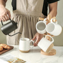 Large Ceramic Coffee Mugs Set - 15 OZ Porcelain Coffee Latte Cups Set of 4 with Handle Perfect for Cappuccino, Tea, Mocha, Hot or Cold Drinks, Unique Glaze Design for Home, Cafe and Coffee Bar, White by CozyNest Decor