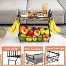 ANTOPY 2 Tier Fruit Basket with 2 Banana Hangers, Countertop Fruit Vegetable Basket Bowl for Kitchen Counter Metal Mesh Basket Fruits Stand Produce Holder Organizer for Onion Potato Bread Snack Veggie by CozyNest Decor
