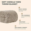 L'AGRATY Chunky Knit Blanket Throw: 60''x80'' Chenille Chunky Knitted Throw Blanket for Bed Couch - Handmade Thick Big Cable Knit Blanket - Large Crochet Rope Blanket for Home Decor(Light Linen) by CozyNest Decor