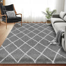 Fluffy Rug for Bedroom, 6X9Feet Stripe Checkered Rug Anti-Skid High Pile for Living Room Bedroom Kids Room Nursery, Dorm Home Decor by TinyTreasures Baby Boutique