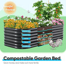 Quictent Galvanized Raised Garden Bed Kit, 6x3x2 ft Oval Metal Planter Box Tall for Vegetables Outdoor Backyard, Rubber Strip Edging Included, Dark Gray by GreenHaven Gardens