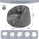 Giant Bean Bag Swivel Chair for Adults - Comfy Plush Round Shell Soft Accent Beanbag Chair, Oversized Cozy Floor Sofa Reading Chair for Living Room, Bedroom & Game Rooms, Gray by CozyNest Decor