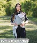 Baby Sling Carrier – Breathable 100% Cotton Wrap for Infant Support, Ring Sling Baby Carrier – Adjustable Muslin Fabric, Baby Carrier Newborn to Toddler – Soft Chest Hold for Travel Dark Grey by TinyTreasures Baby Boutique