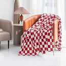 LOMAO Throw Blankets Flannel Blanket with Checkerboard Grid Pattern Soft Throw Blanket for Couch, Bed, Sofa Luxurious Warm and Cozy for All Seasons (Red, 50"x60") by CozyNest Decor